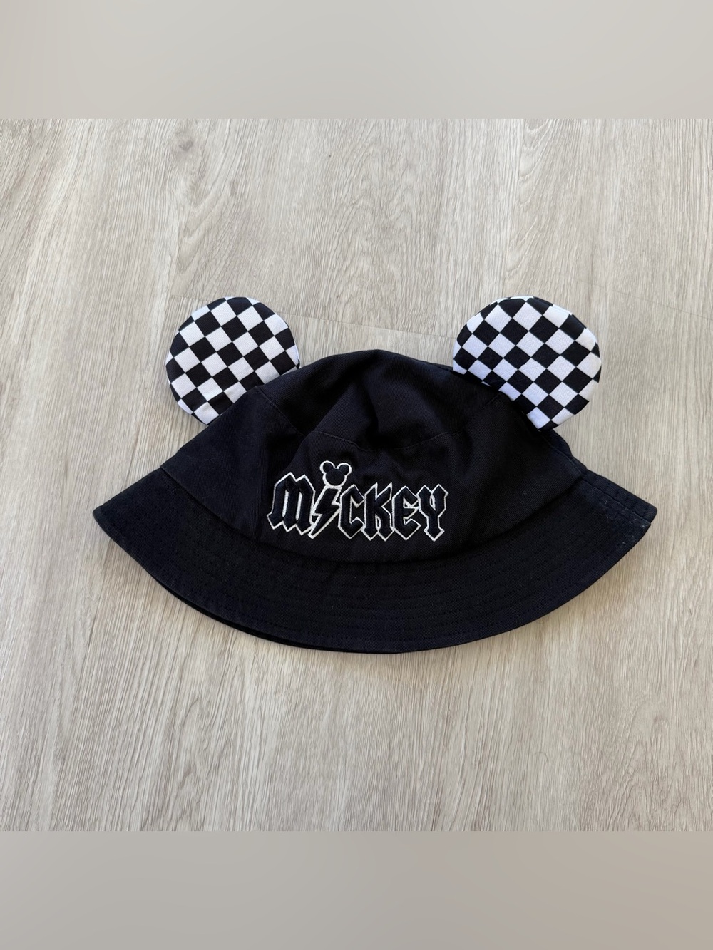 Mickey Black Adult Bucket Hat with Checkered Ears